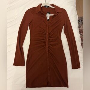 NWT Lulu's Terracotta Button-Up Dress